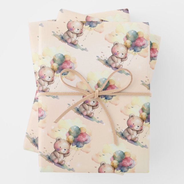 Feuille De Papier Cadeau Baby shower Teddy Bear (En situation)