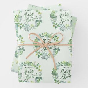 Feuille De Papier Cadeau Baby shower verdure Wreath Personnalisé