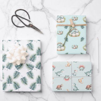 Feuille De Papier Cadeau Baby Shower Wrapping Paper Set Dinosaur Dino Mite