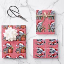Feuille De Papier Cadeau Baby Zebra Christmas Kids