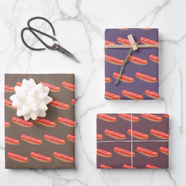 Feuille De Papier Cadeau Bacon mignon (Recto)