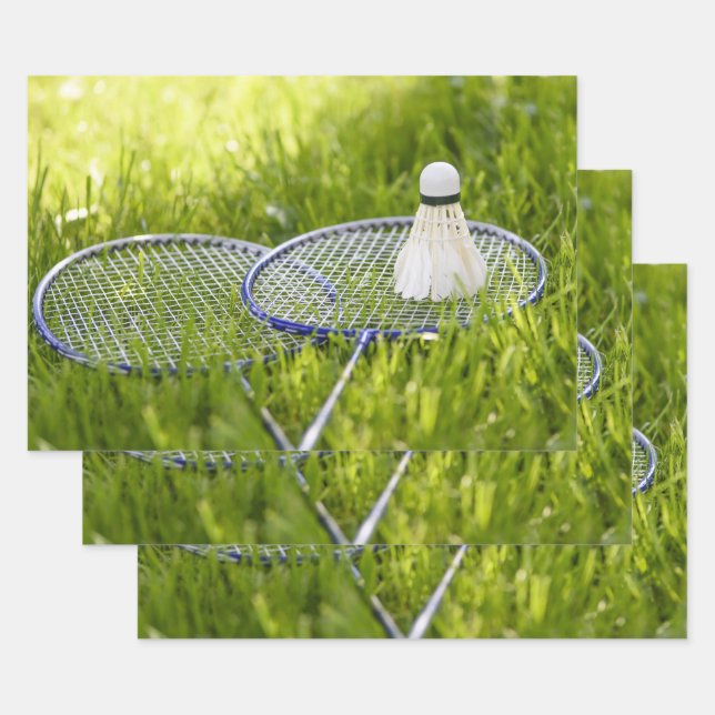 Feuille De Papier Cadeau Badminton prêt à aller (Lot)
