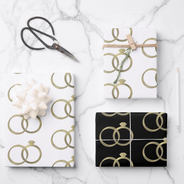Feuille De Papier Cadeau Bagues de mariage en or de luxe (Recto)