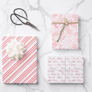 Feuille De Papier Cadeau Baies roses et blanches, baies et salutations