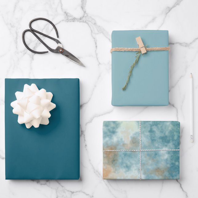 Feuille De Papier Cadeau Bain Gold et Turquoise (Recto)