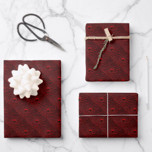 Feuille De Papier Cadeau Baisses d'eau sur le métal Crimson
