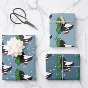 Feuille De Papier Cadeau Baleine tueuse Orca Christmas