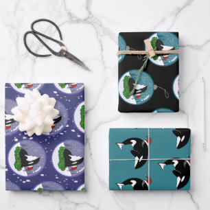 Feuille De Papier Cadeau Baleine tueuse Orca Christmas