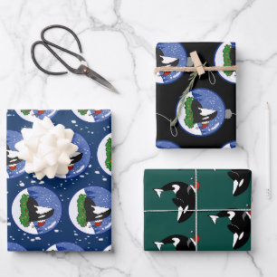 Feuille De Papier Cadeau Baleine tueuse Orca Christmas
