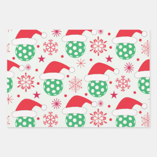 Feuille De Papier Cadeau Balle de sport de Noël avec chapeau de Père Noël