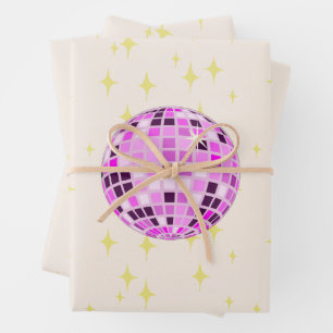 Feuille De Papier Cadeau Balle moderne Retro Disco Beige