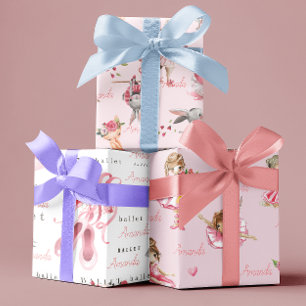 Feuille De Papier Cadeau Ballerina Ballet Nom personnalisé Joli