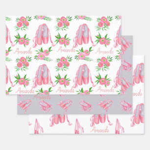 Feuille De Papier Cadeau Ballerina Ballet Nom personnalisé Joli