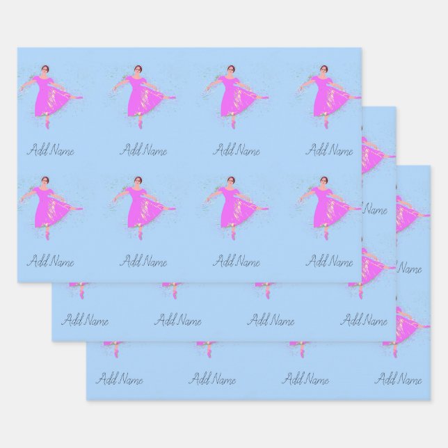 Feuille De Papier Cadeau Ballerina Danseuse Magenta Rosée Rosée Rosée Rosée (Lot)