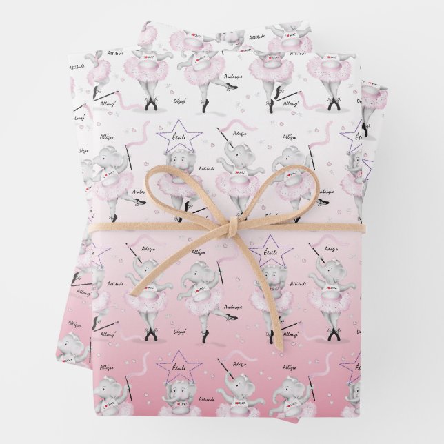Feuille De Papier Cadeau Ballerina Elephant Dance Considérant (En situation)