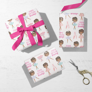 Feuille De Papier Cadeau Ballerina noire personnalisée