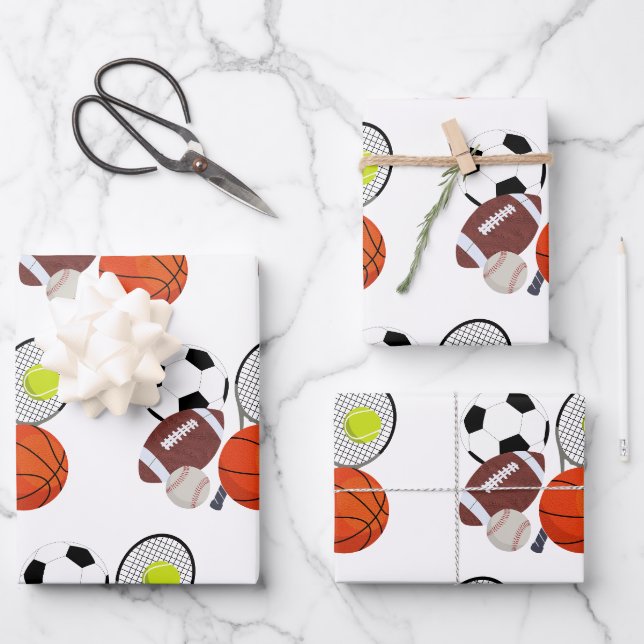 Feuille De Papier Cadeau Balles sportives (Recto)