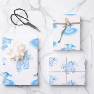 Feuille De Papier Cadeau Ballet bleu Anniversaire Chaussures Tutu & Pointe