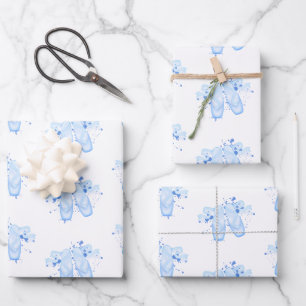 Feuille De Papier Cadeau Ballet bleu Anniversaire Pointe Chaussures