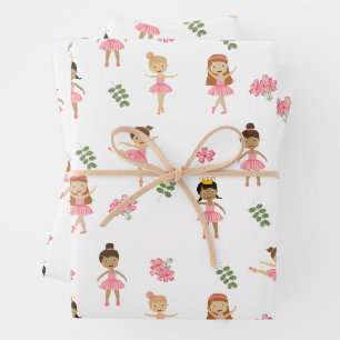 Feuille De Papier Cadeau Ballet Pink Ballerinas Motif dansant