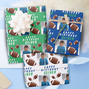 Feuille De Papier Cadeau Ballon de football américain Sports Enfants Annive