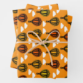 Feuille De Papier Cadeau Balloon à air chaud avec modèle