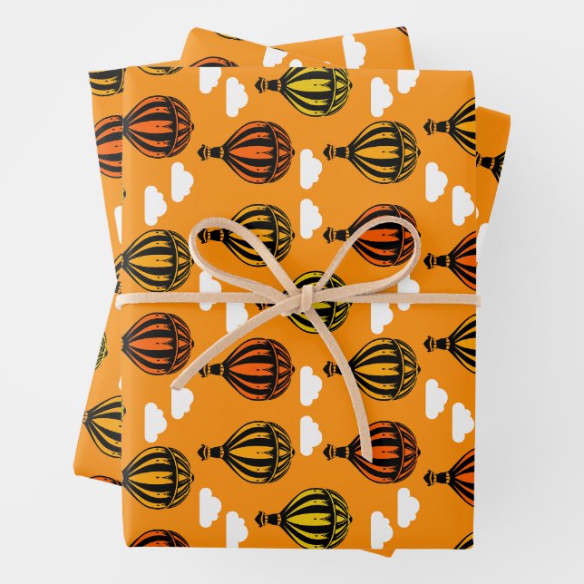 Feuille De Papier Cadeau Balloon à air chaud avec modèle (En situation)