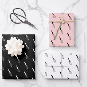 Feuille De Papier Cadeau Balloon noir rose blanc Motifs Whisk