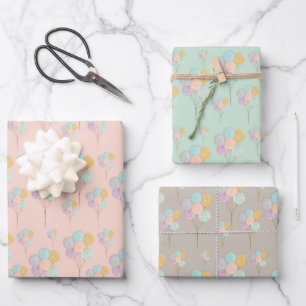 Feuille De Papier Cadeau Balloons Mignons Célèbrent un Anniversaire