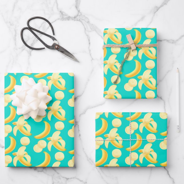 Feuille De Papier Cadeau Bananes (Recto)