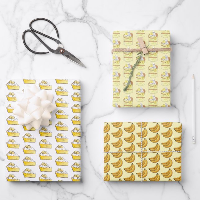 Feuille De Papier Cadeau Bananes Banana Pudding Pie de crème (Recto)