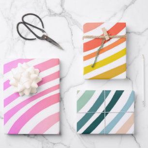 Feuille De Papier Cadeau Bande De Bonbons Coloré Orange Rose Bleu Vert