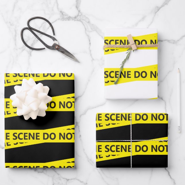 Feuille De Papier Cadeau Bande de scène de crime policier (Recto)