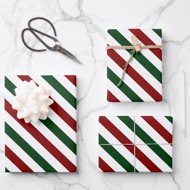 Feuille De Papier Cadeau Bandes de Noël personnalisables (Recto)