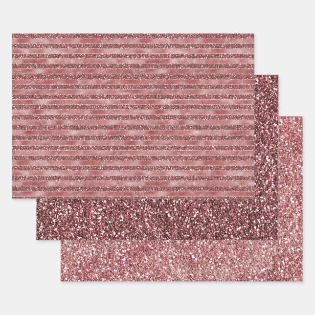 Feuille De Papier Cadeau Bandes de Parties scintillant en verre rouge (Lot)