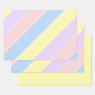 Feuille De Papier Cadeau Bandes de printemps Pastel