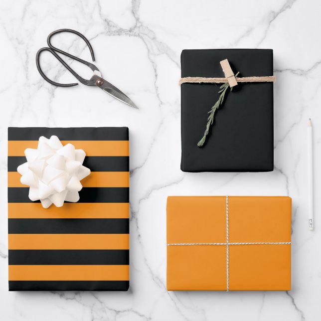 Feuille De Papier Cadeau Bandes d'Halloween (Recto)