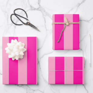 Feuille De Papier Cadeau Bandes verticales rose chaud