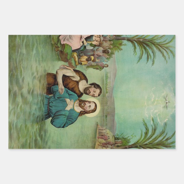 Feuille De Papier Cadeau Baptême de Jésus-Christ (Devant)