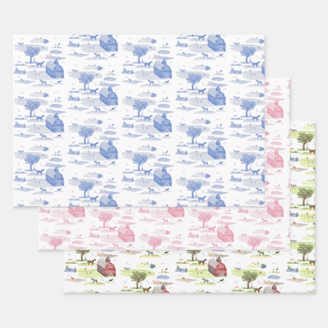 Feuille De Papier Cadeau Barnyard Toile (Lot)