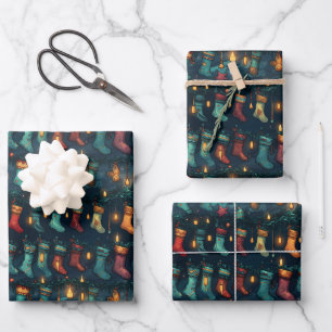 Feuille De Papier Cadeau Bas de Noël de nuit silencieux