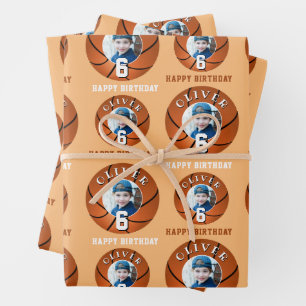 Feuille De Papier Cadeau Basketball Ball Kids Joyeux Anniversaire Photo