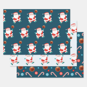 Feuille De Papier Cadeau Basketball de Noël Créatif