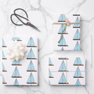 Feuille De Papier Cadeau Bateau De Voilier De Luxe