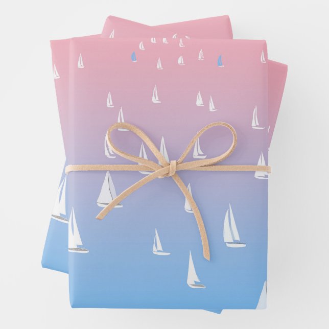 Feuille De Papier Cadeau Bateaux Regatta sur l'océan (En situation)