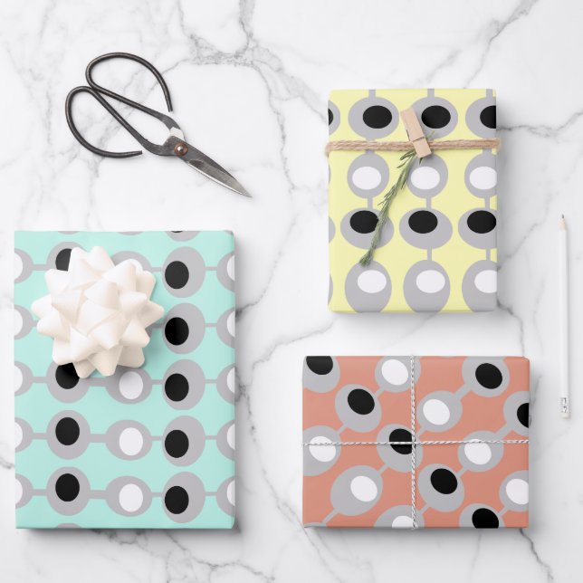 Feuille De Papier Cadeau Baubles atomiques au milieu du siècle (Recto)