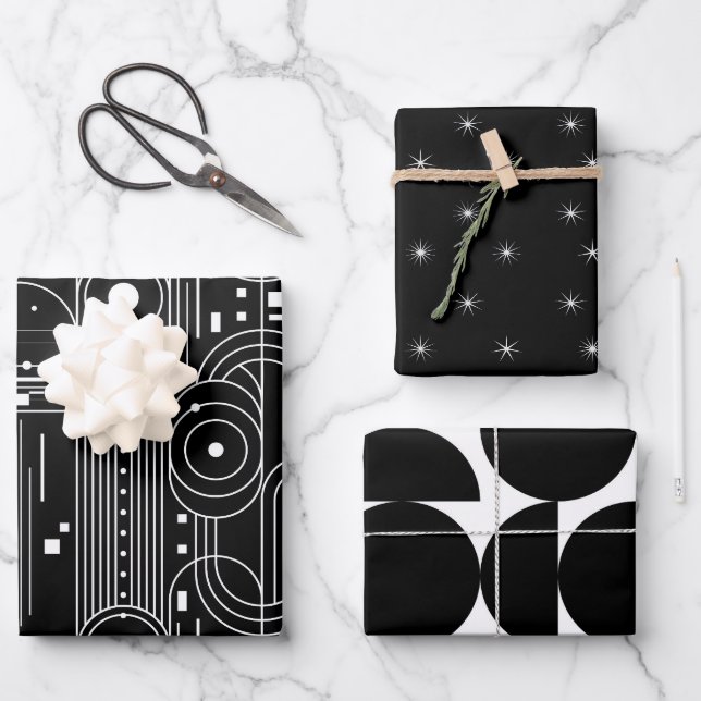 Feuille De Papier Cadeau Bauhaus geometry-black and white -minimal  (Recto)