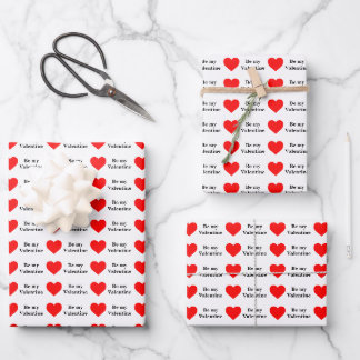 Feuille De Papier Cadeau Be My Valentine Red Heart Love
