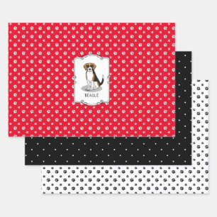Feuille De Papier Cadeau Beagle cool avec lunettes de soleil (tri couleur 3