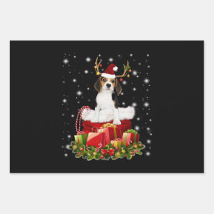 Feuille De Papier Cadeau Beagle Reindeer présent cadeau de Noël